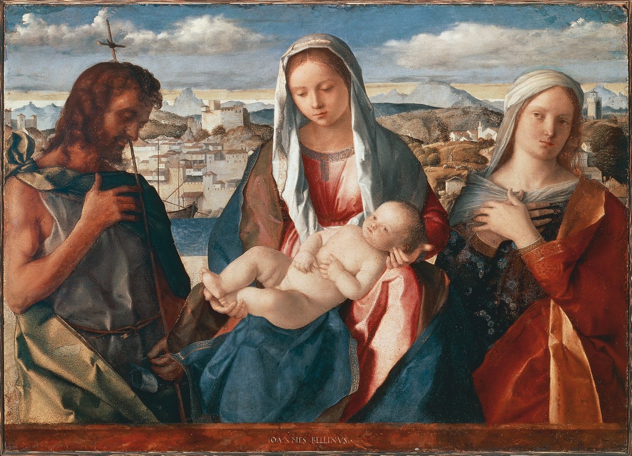 Madonna ja lapsi Pyhän Johannes Kastajan ja pyhän kanssa tekijältä Giovanni Bellini