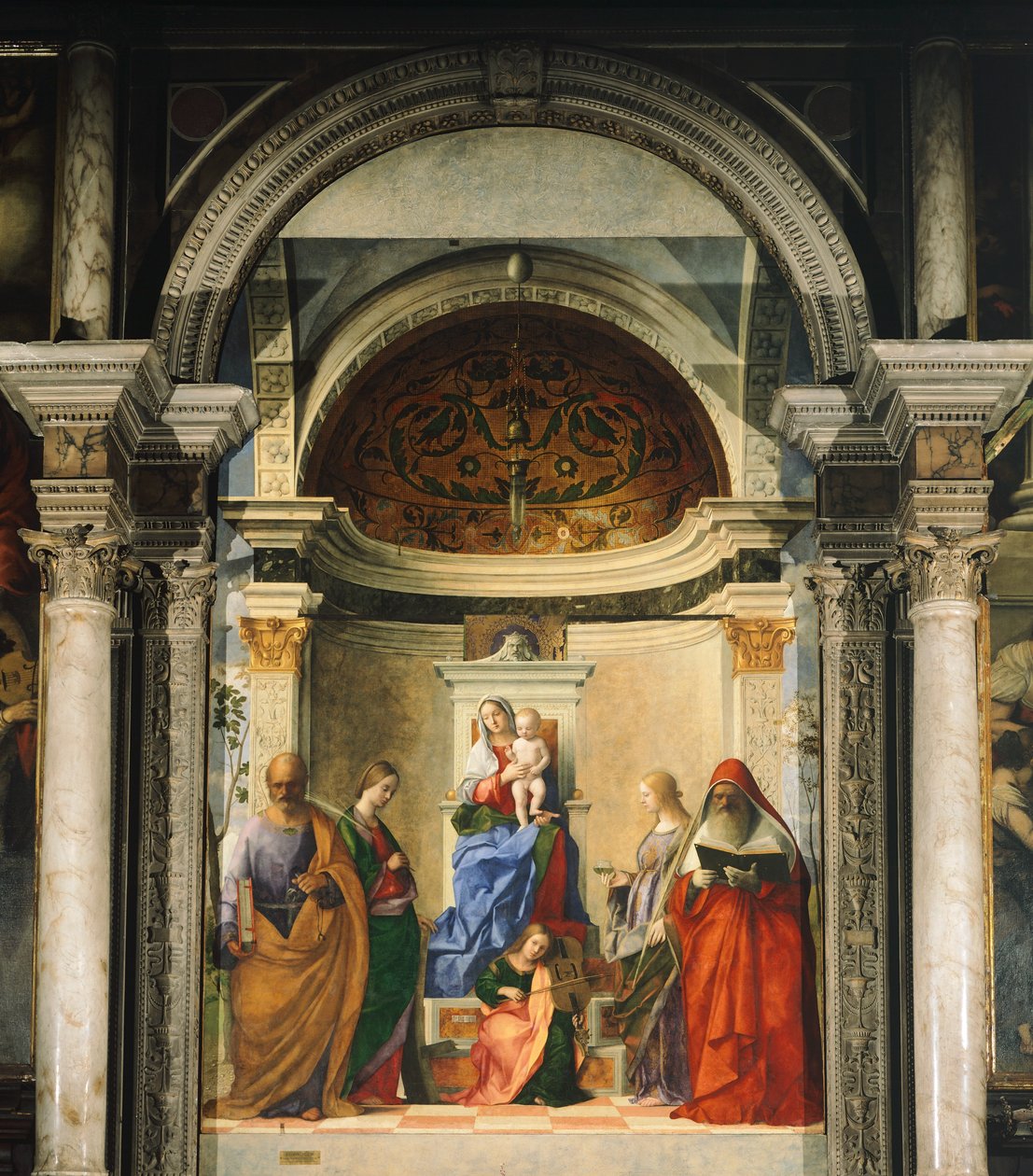 Madonna neljän pyhän välillä (fresko) tekijältä Giovanni Bellini