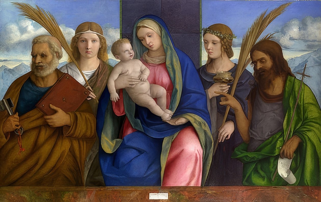 Madonna lapsen ja pyhien kanssa tekijältä Giovanni Bellini