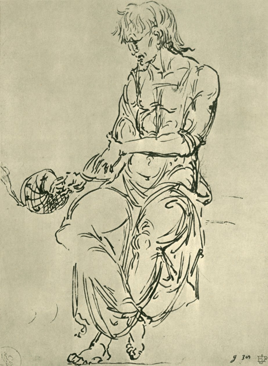 Istuva mies tähtitieteellisellä instrumentilla, 1400-luvun loppu, 1943. tekijältä Giovanni Bellini