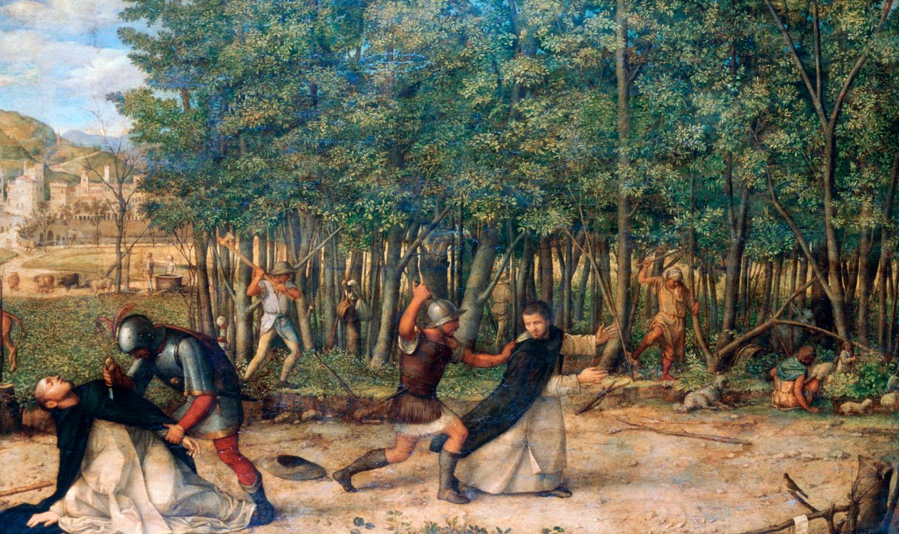 Pyhän Pietarin marttyyrin salamurha, n. 1507 tekijältä Giovanni Bellini