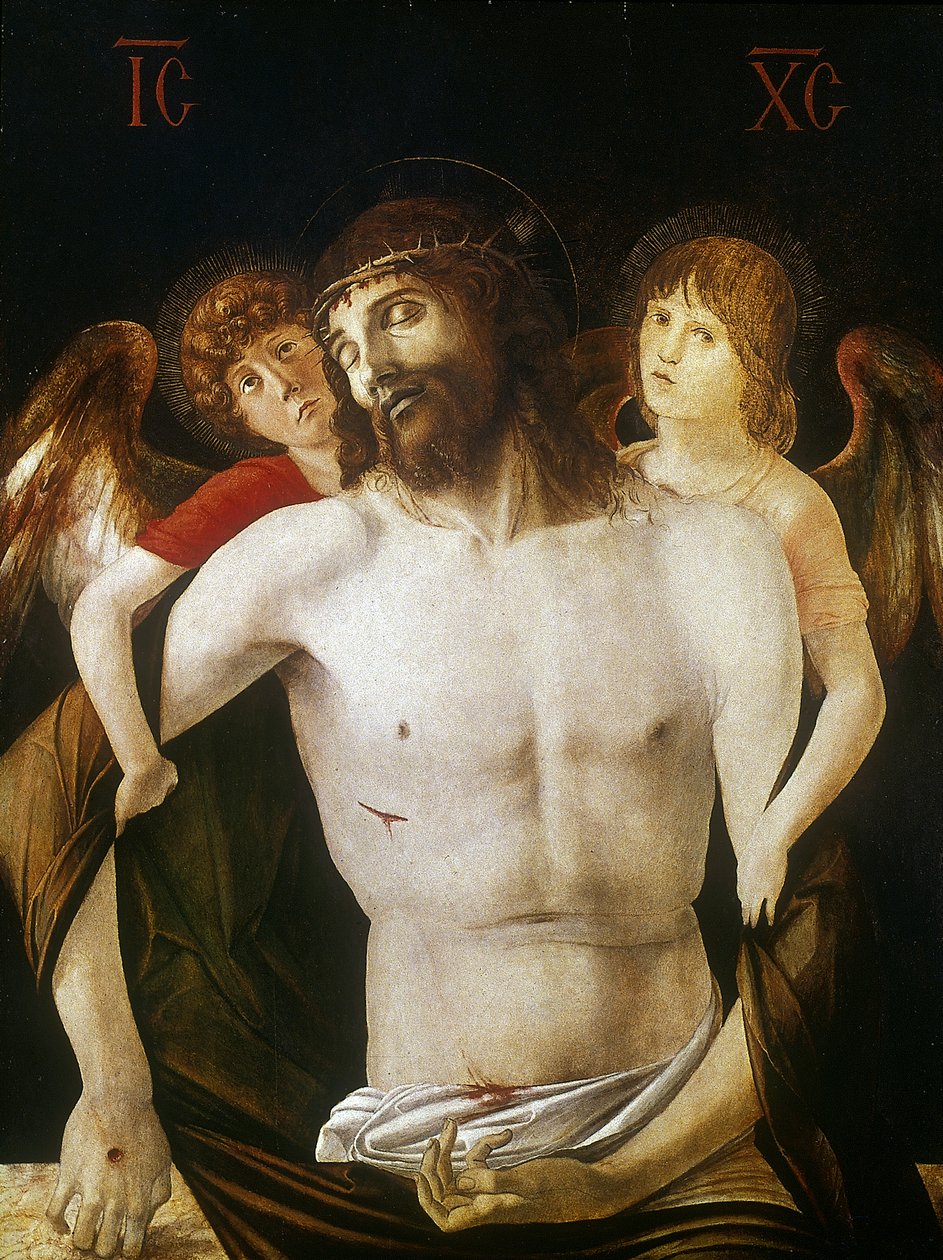 Kuollut Kristus enkelien tukemana, 1465-1470 tekijältä Giovanni Bellini