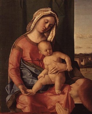 Madonna ja lapsi luovuttajan kanssa tekijältä Giovanni Bellini