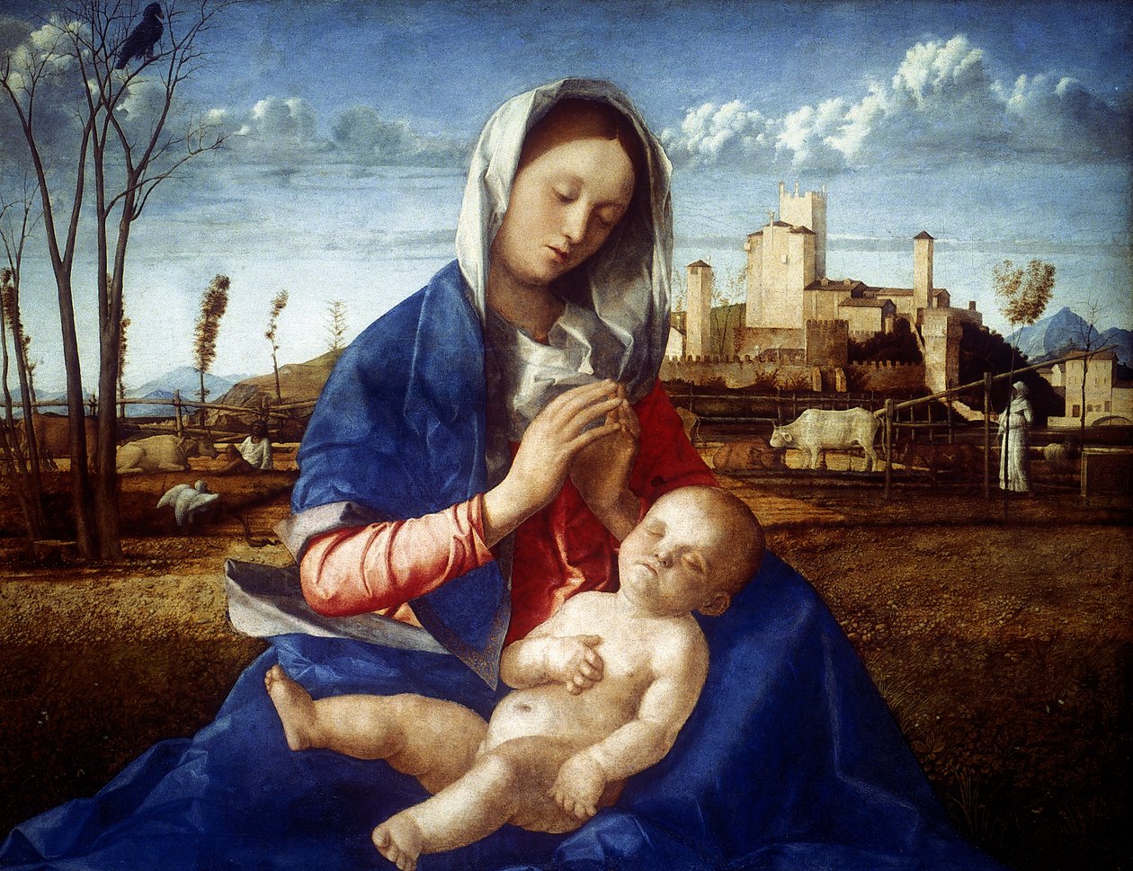 The Madonna of the Meadow, c1500 tekijältä Giovanni Bellini