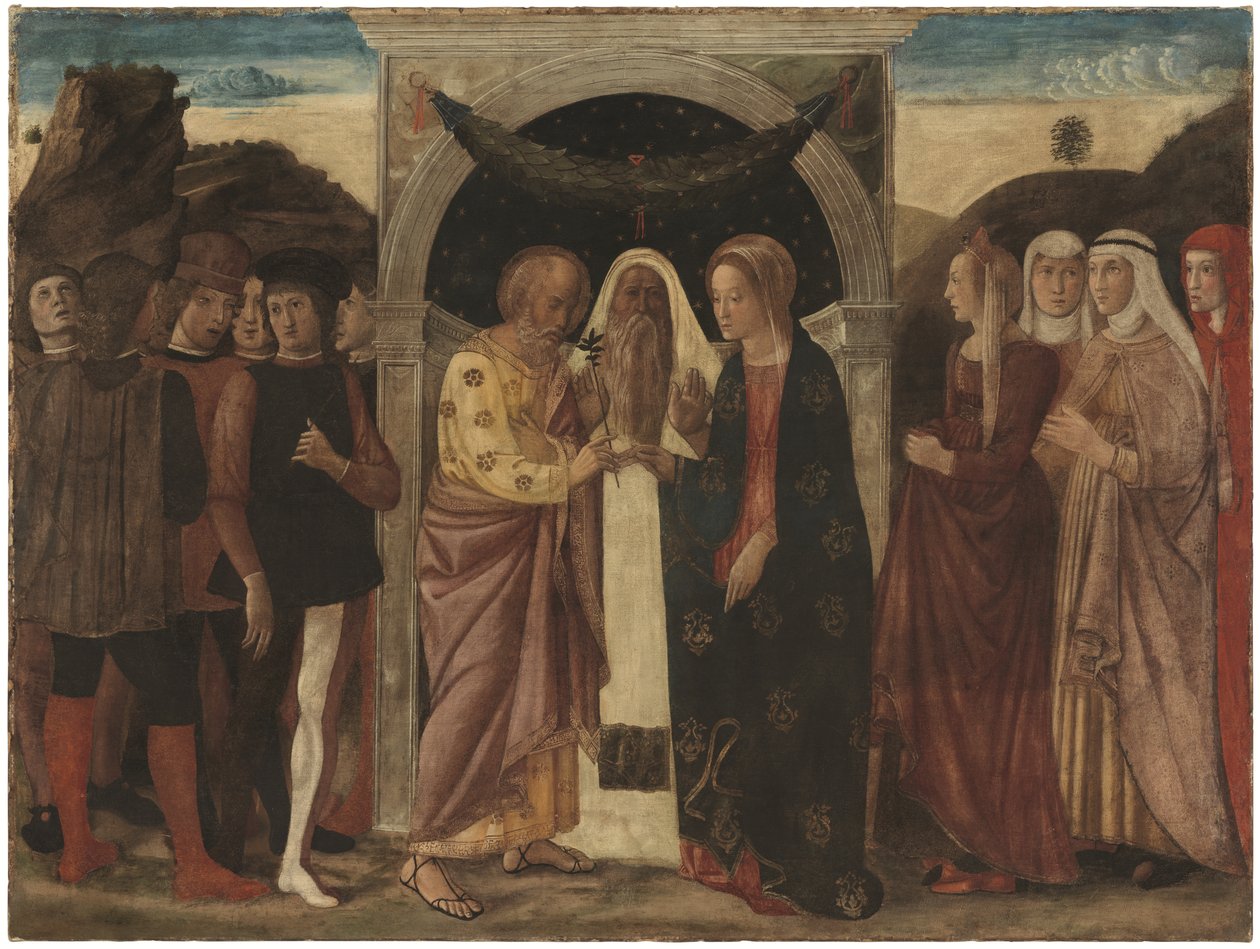 Neitsyen avioliitto (tempera pellavalle) tekijältä Giovanni Bellini