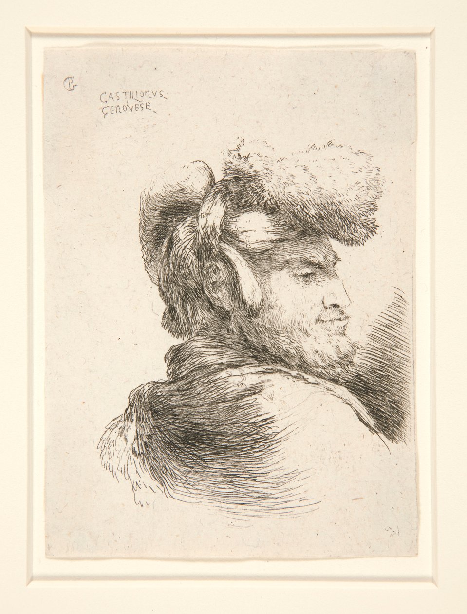 Man in Profile, käännetty oikealle, sarjasta Les petites tetes d tekijältä Giovanni Benedetto Castiglione