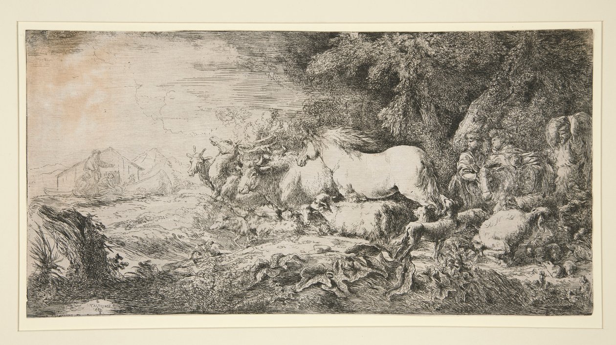 Nooaan saapuvat eläimet tekijältä Giovanni Benedetto Castiglione