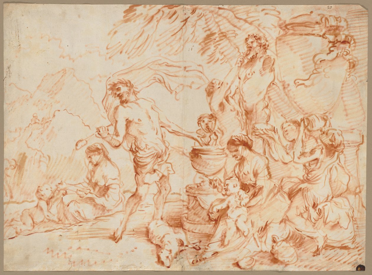 Bacchanal Before a Herm, 1660-luvun alku. tekijältä Giovanni Benedetto Castiglione