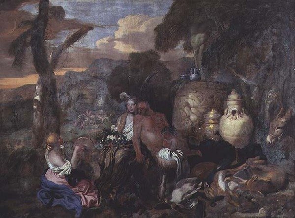Bacchantes ja Satyr tekijältä Giovanni Benedetto Castiglione