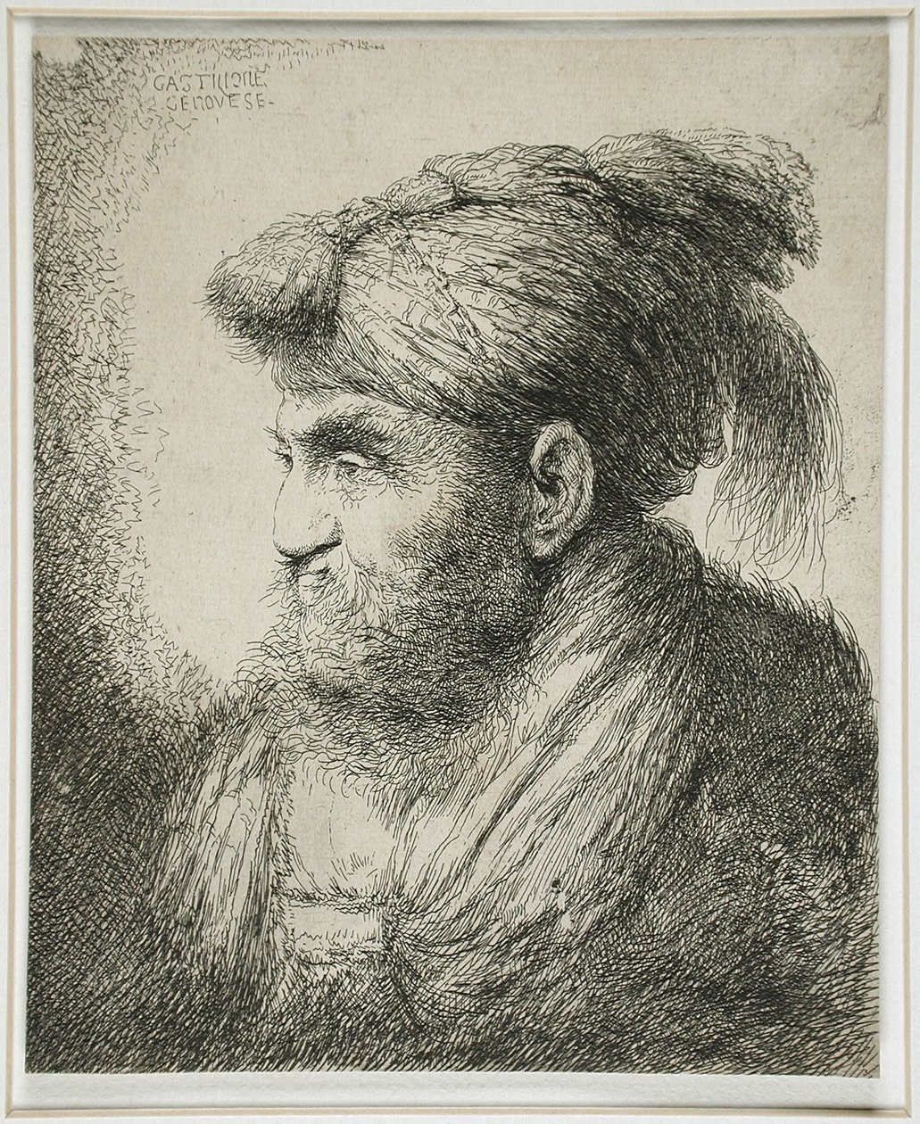 Parrakas mies turbaaniin, 1647-51 tekijältä Giovanni Benedetto Castiglione