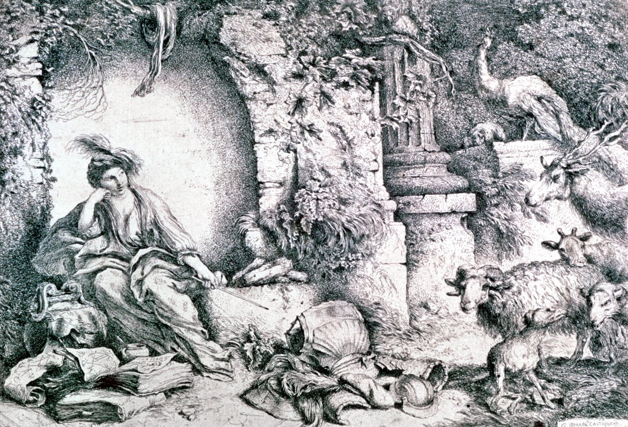 Circe Changing Ulysses Men, c1650 tekijältä Giovanni Benedetto Castiglione
