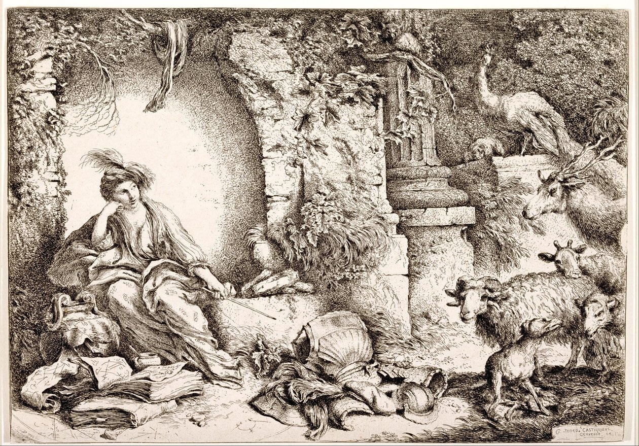 Circe muuttaa Odysseuksen miehet pedoiksi tekijältä Giovanni Benedetto Castiglione