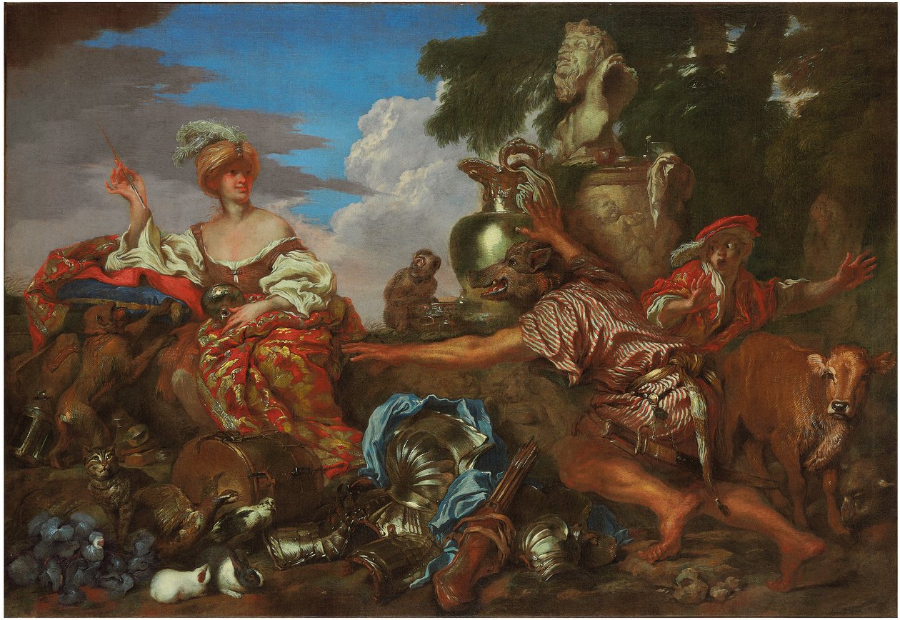 Circe muuttaa Ulysseksen seuralaiset karjuiksi tekijältä Giovanni Benedetto Castiglione