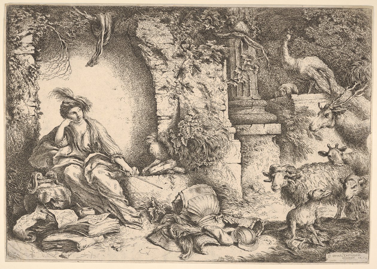 Circe muutti Ulysseksen seuralaisia eläimiksi, 1650-1651. tekijältä Giovanni Benedetto Castiglione