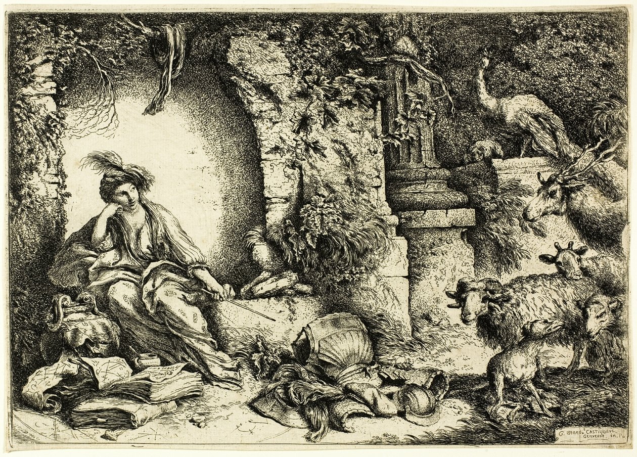 Circe ja Odysseuksen eläimiksi muuttuneet kumppanit tekijältä Giovanni Benedetto Castiglione