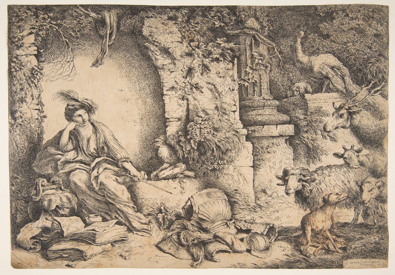 Circe Ulysseksen seuralaisten kanssa muuttui eläimiksi, 1650-51. tekijältä Giovanni Benedetto Castiglione