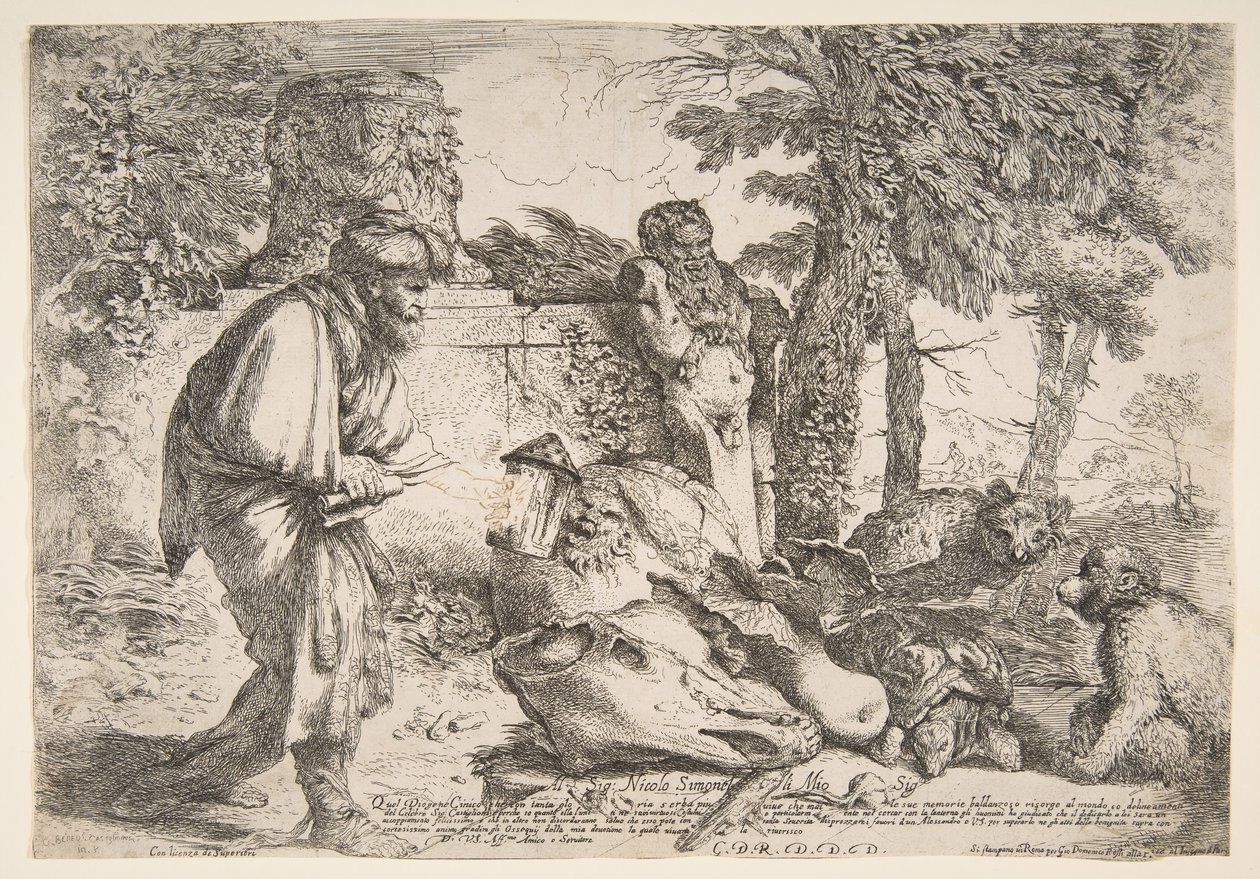 Diogenes etsii rehellistä miestä, n. 1645-47. tekijältä Giovanni Benedetto Castiglione