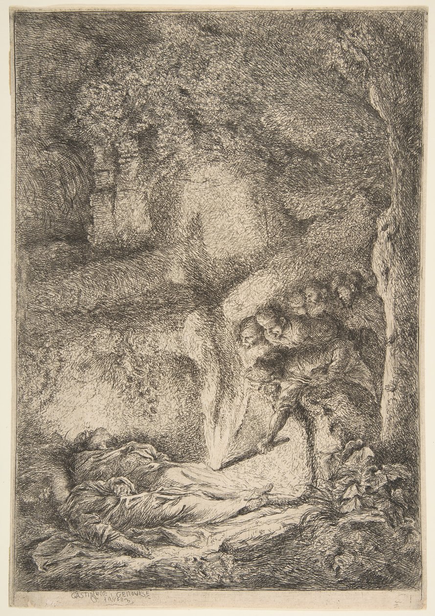 Pyhien Pietarin ja Paavalin ruumiiden löytäminen, 1645-51. tekijältä Giovanni Benedetto Castiglione