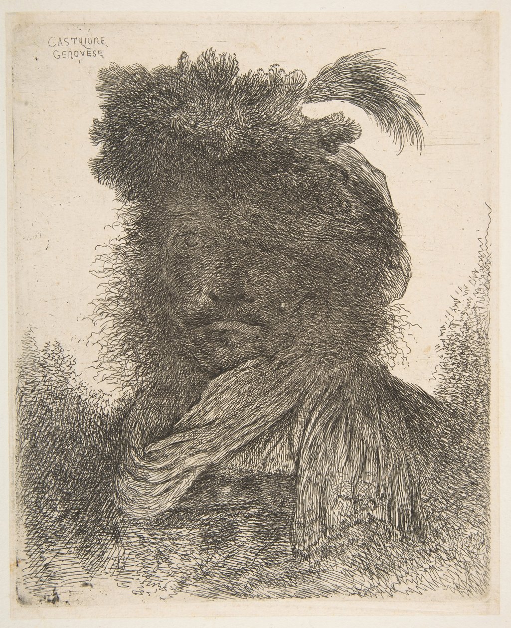 Varjossa olevan miehen pää kääntyi hieman vasemmalle sarjasta Large Or..., ca. 1645-1650. tekijältä Giovanni Benedetto Castiglione