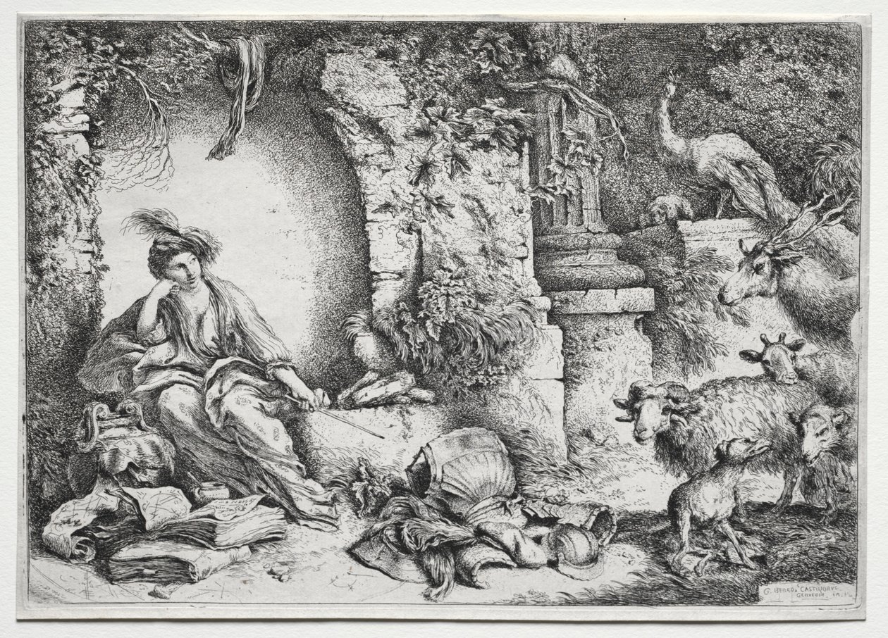 La Mèlancolie, n. 1660-1665. tekijältä Giovanni Benedetto Castiglione
