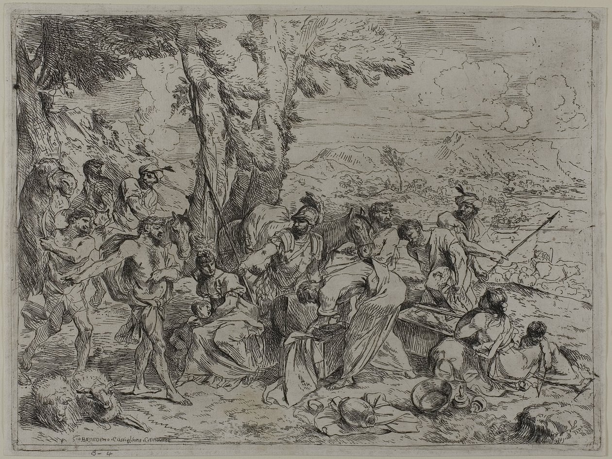 Laban etsii perhejumalia Joosefin omaisuudesta tekijältä Giovanni Benedetto Castiglione