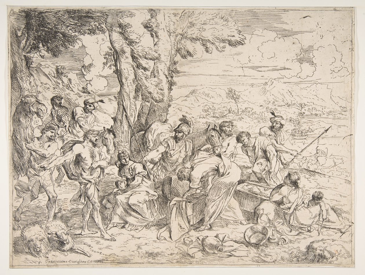 Laban etsii epäjumalia Jaakobin omaisuudesta, n. 1635-40. tekijältä Giovanni Benedetto Castiglione