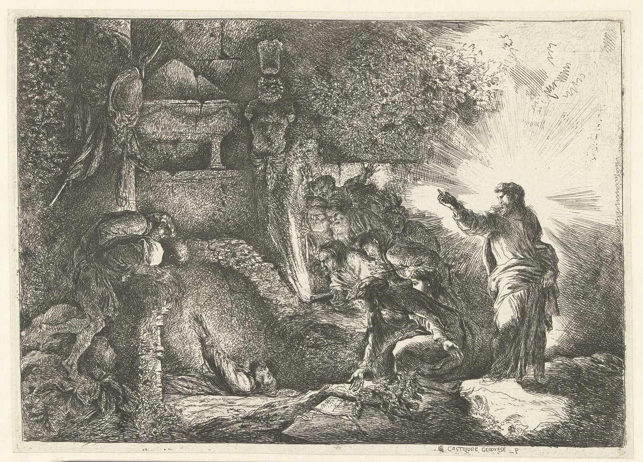 Lasaruksen herättäminen tekijältä Giovanni Benedetto Castiglione