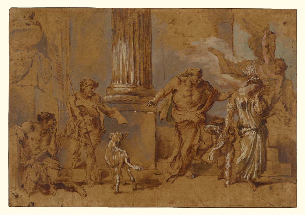Die Vertreibung der Hagar tekijältä Giovanni Benedetto Castiglione