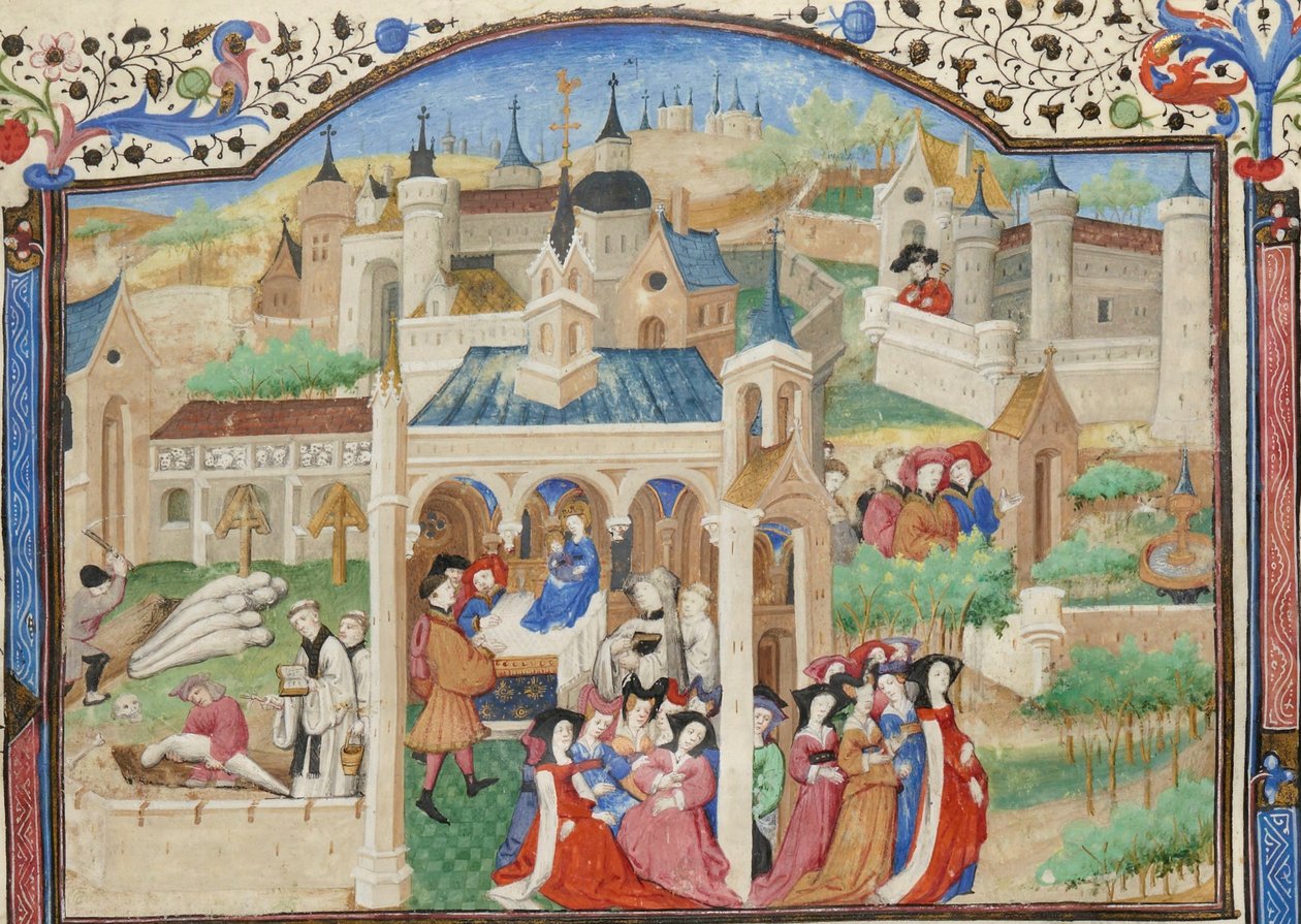 Dekameron, Dekameronin tarinankertojien lähtö Firenzestä. tekijältä Giovanni Boccaccio