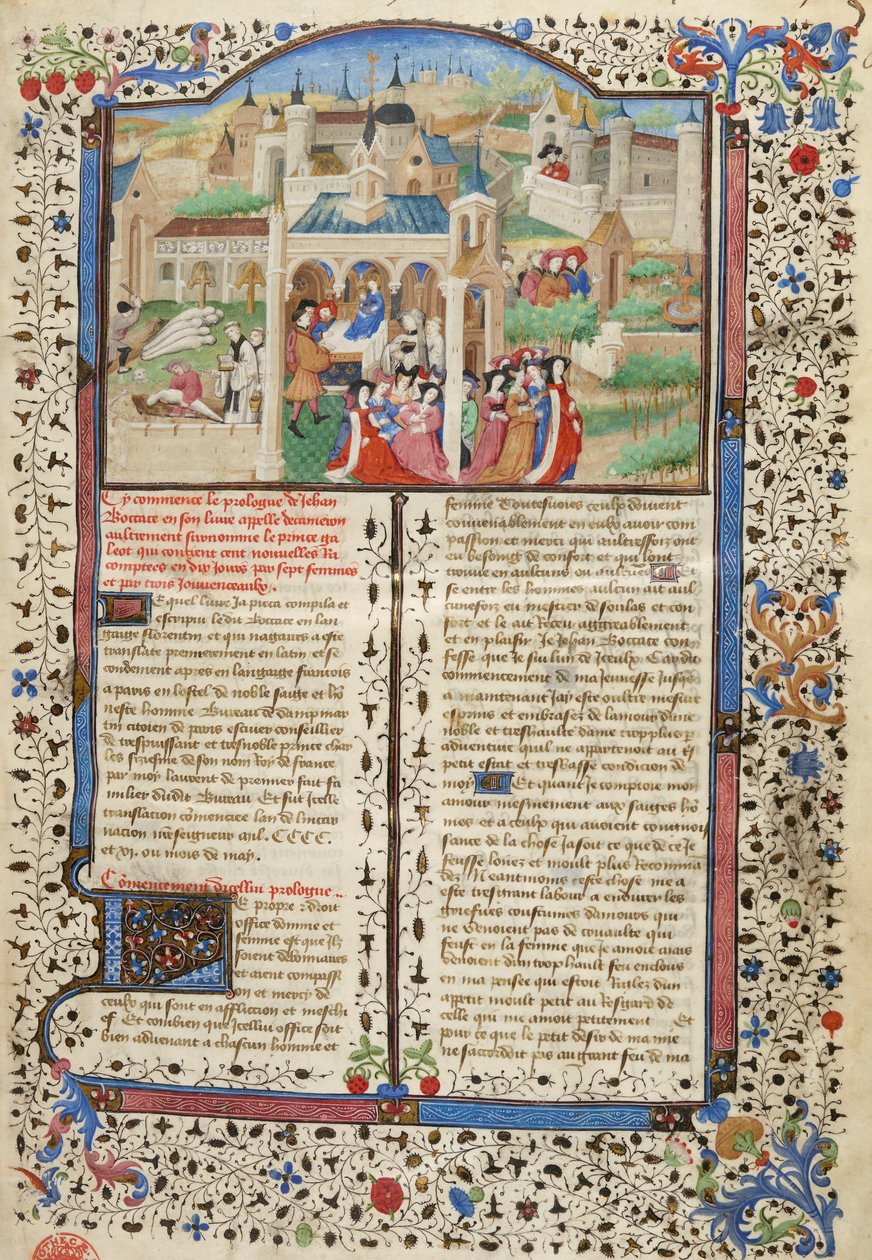 Dekameron, Dekameronin tarinankertojien lähtö Firenzestä. tekijältä Giovanni Boccaccio