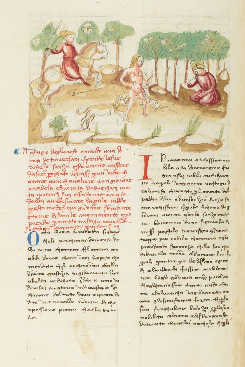 Dekameron, Infernaalinen metsästys - Nastagio degli Onestin näky , Viides päivä, novelli 8. tekijältä Giovanni Boccaccio