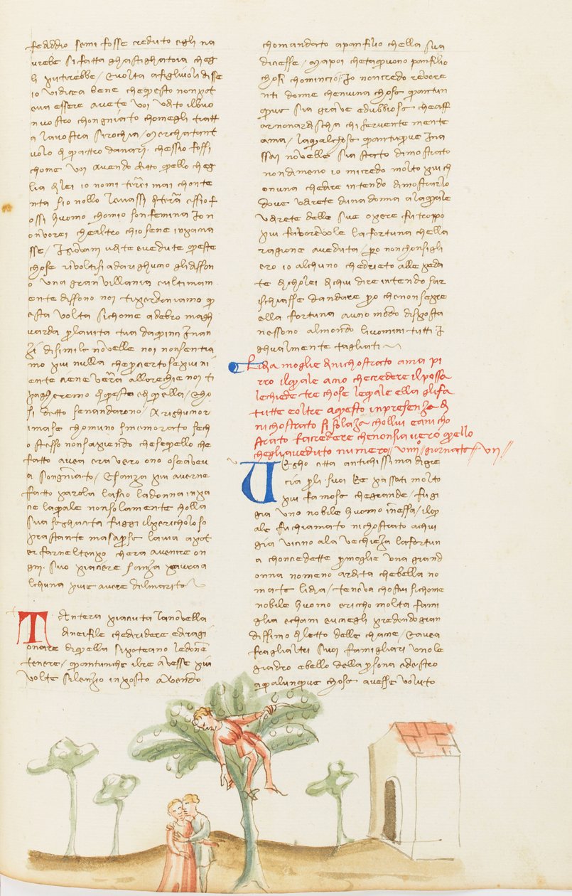 Dekameron, Päärynöiden kerääminen; Nicostratus vaimonsa hyväksikäyttämä, Seitsemäs päivä, novelli 9. tekijältä Giovanni Boccaccio