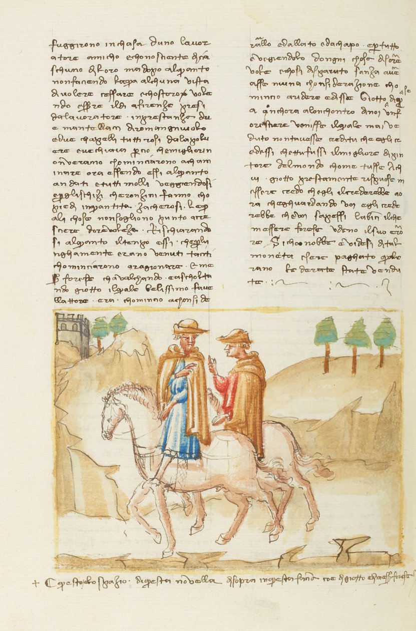 Dekameron, Paistinpannu pilkkaa kattilaa - Forese da Rabatta ja Giotto ratsastamassa, Kuudes päivä, novelli 5. tekijältä Giovanni Boccaccio