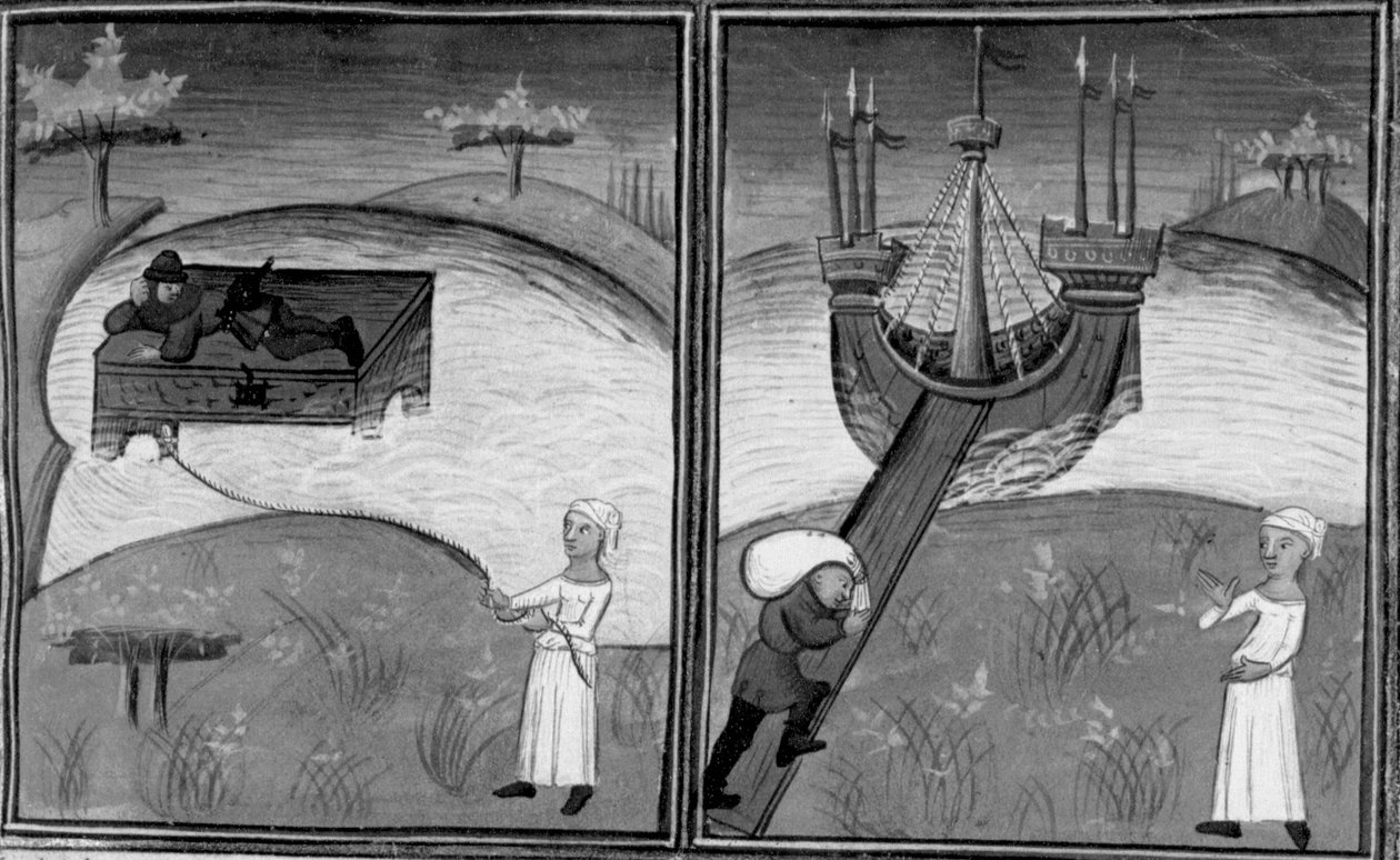 Dekameron, Landolfo Rufolon pelastaa nainen; Landolfo palaa kotiin. Toinen päivä, novelli 4 tekijältä Giovanni Boccaccio