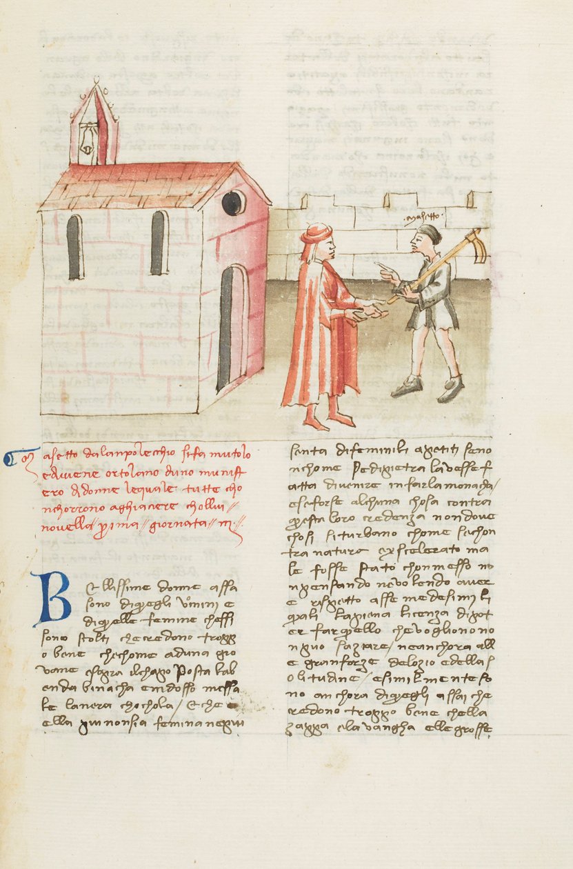 Dekameron, Hiljainen seraglio - Masetto da Lamporecchio saapuu luostariin, kolmas päivä, novelli 1. tekijältä Giovanni Boccaccio