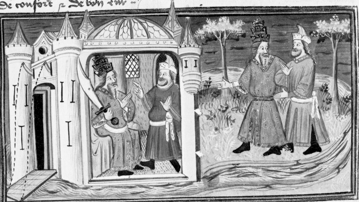 Dekameronissa Melkisedek kertoo Saladinille vertauksen kolmesta sormuksesta; miehistä tulee ystäviä. Ensimmäinen päivä, novelli 3. tekijältä Giovanni Boccaccio