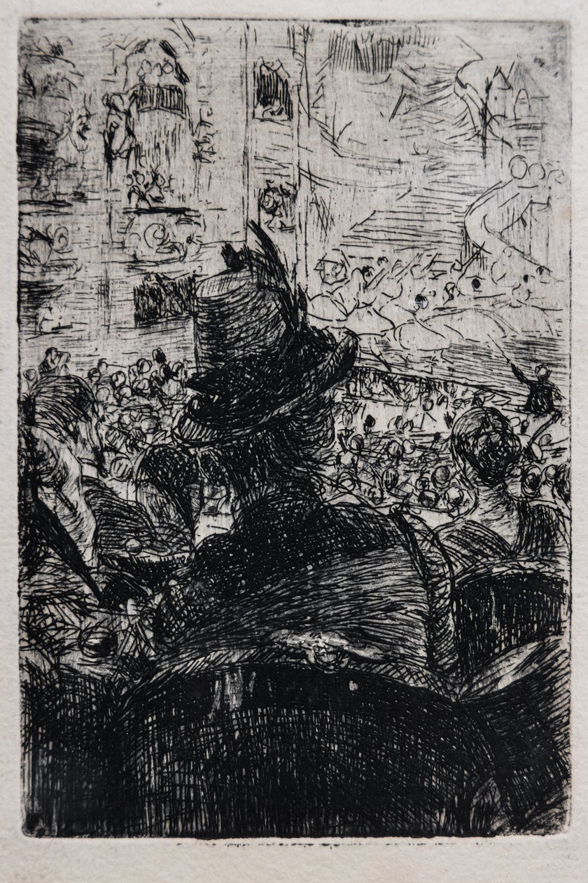 Pariisin Operassa, n. 1880 (raidallinen paperille) tekijältä Giovanni Boldini