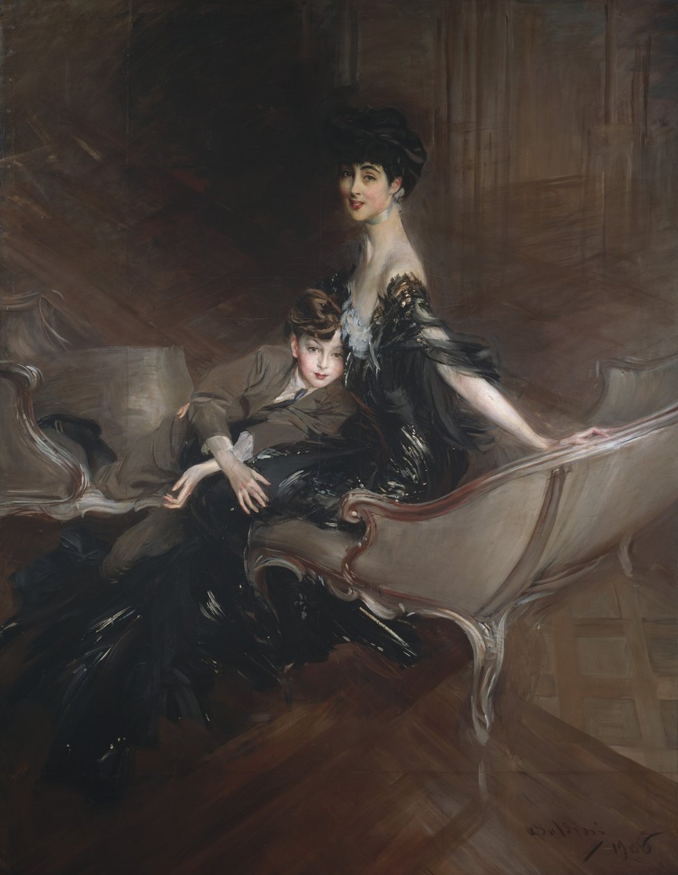 Consuelo Vanderbilt, Marlboroughin herttuatar ja hänen poikansa Lordi Ivor Spencer-Churchill, 1906 tekijältä Giovanni Boldini