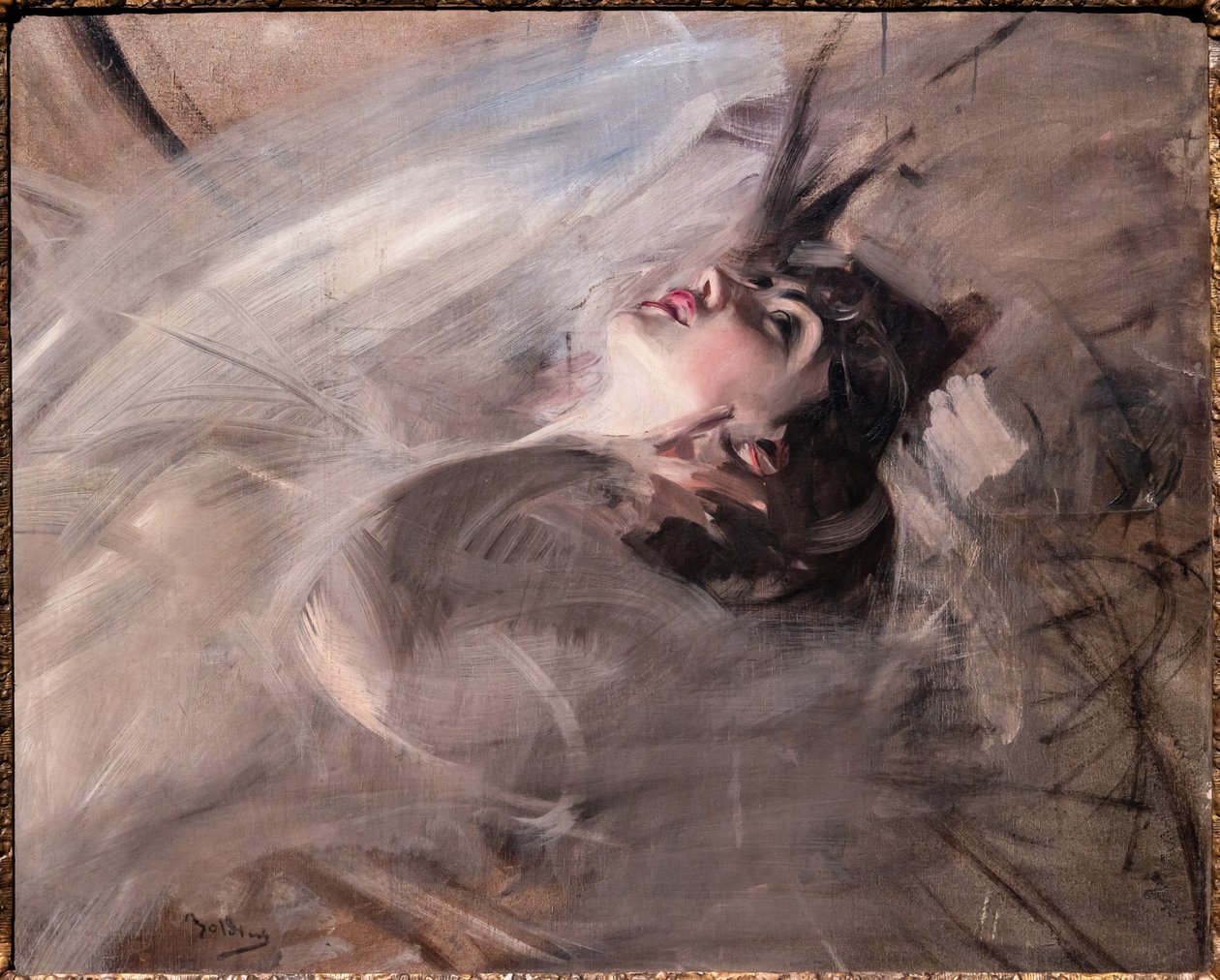 Puolipituinen nuori nainen makuulla tekijältä Giovanni Boldini