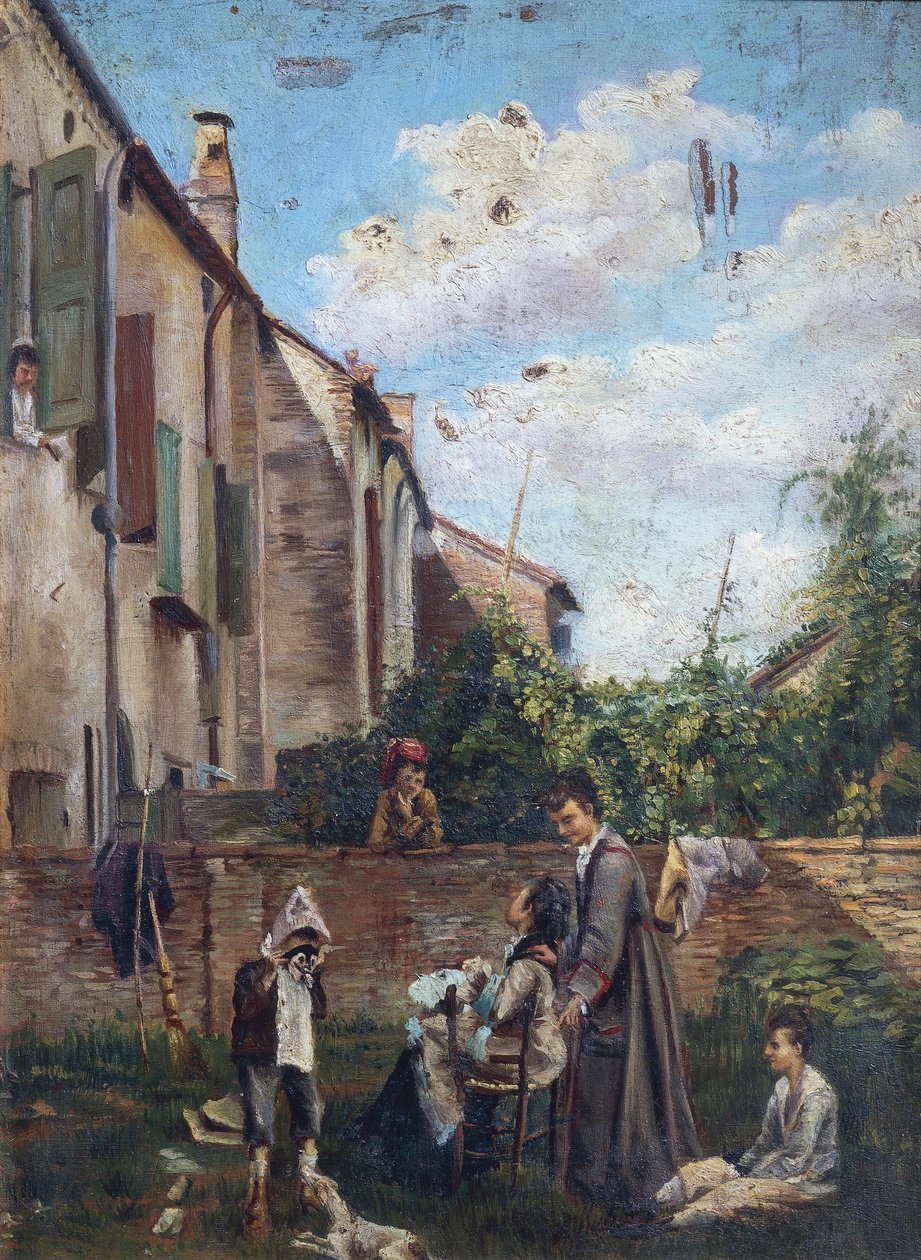 Italia, Ferrara, Isän talon piha tekijältä Giovanni Boldini