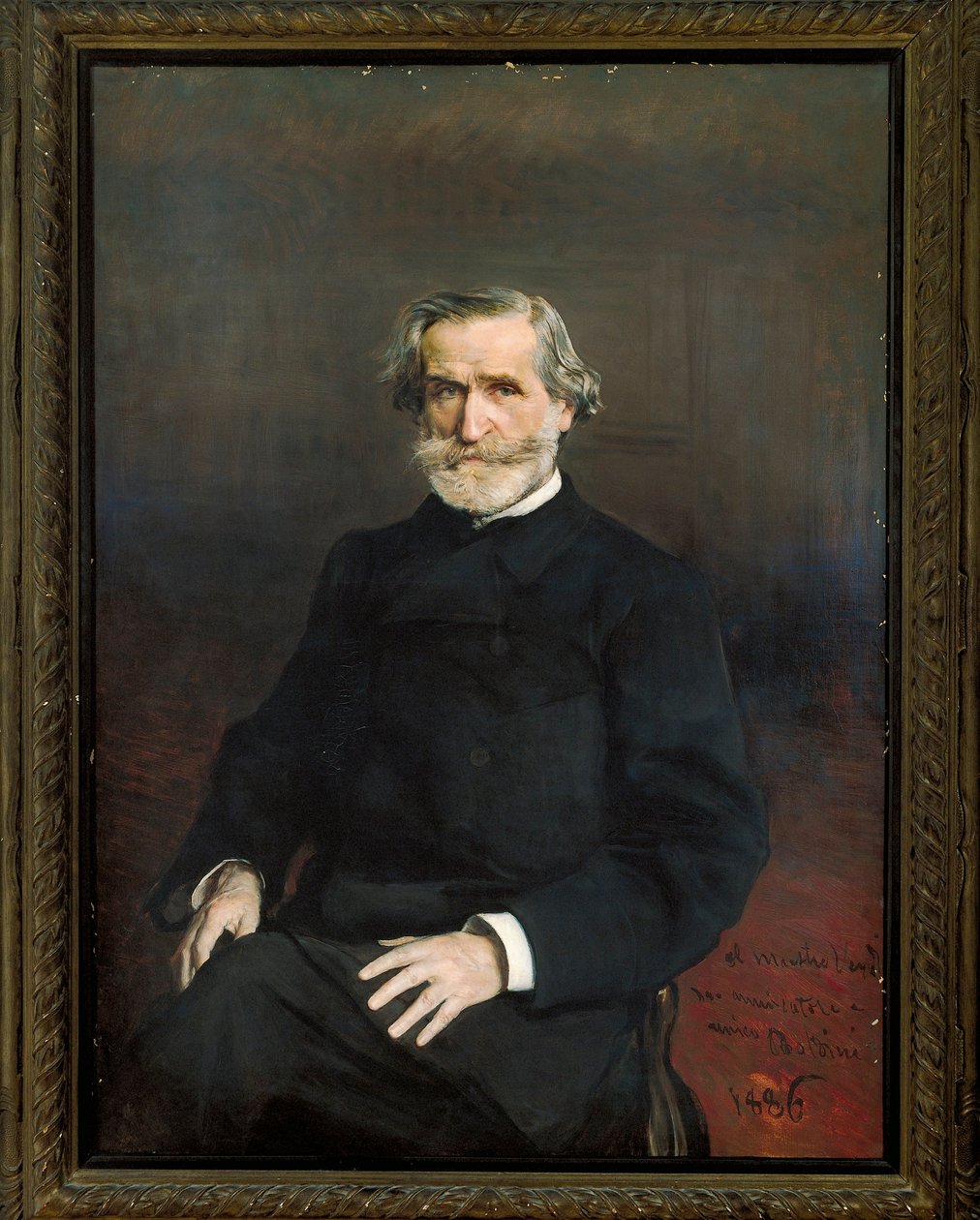 Italia, italialaisen säveltäjän Giuseppe Verdin muotokuva tekijältä Giovanni Boldini