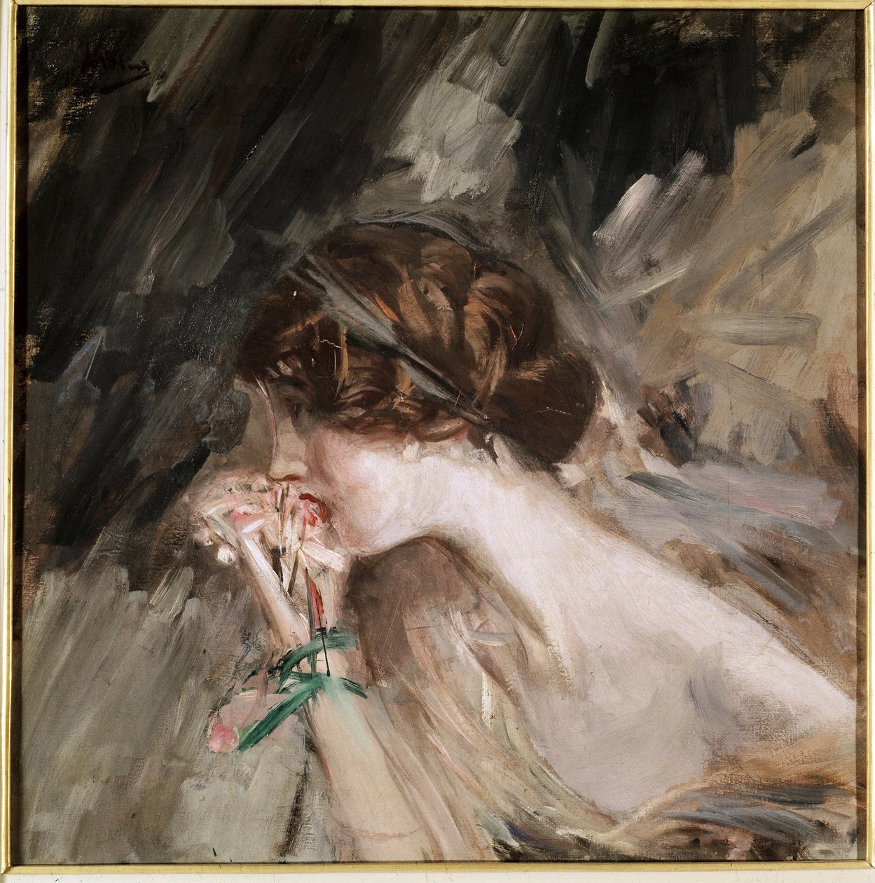 Jeanne. Giovanni Boldinin (1842-1931) maalaus 1800-luvun loppu, 1900-luvun alku. Öljy kankaalle. Galleria d