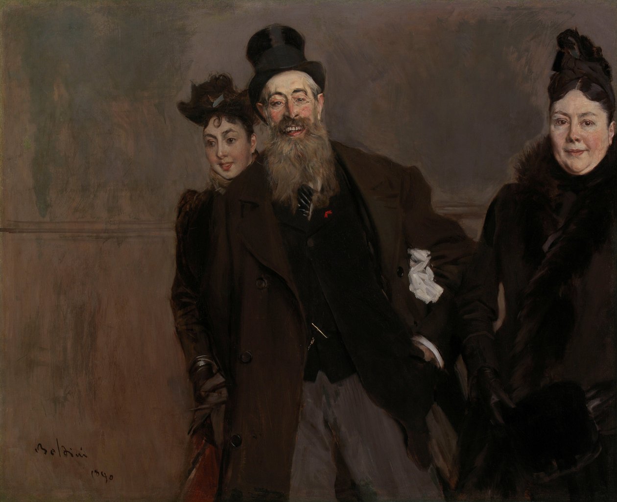 John Lewis Brown vaimon ja tyttären kanssa, 1890. tekijältä Giovanni Boldini