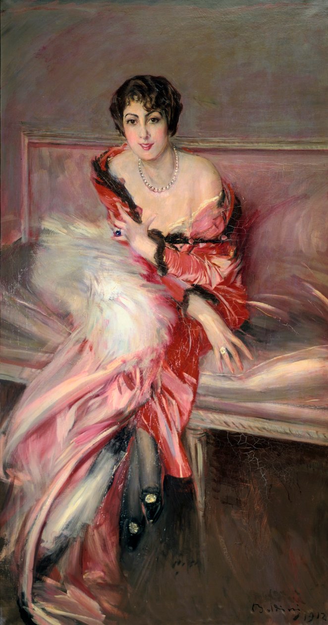 Madame Juillard punaisella, 1912 tekijältä Giovanni Boldini