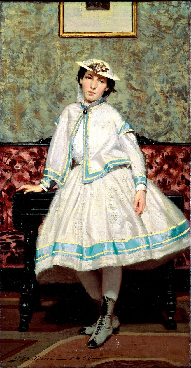 Alade Bantin muotokuva valkoinen. Giovanni Boldinin (1842-1931) maalaus tekijältä Giovanni Boldini
