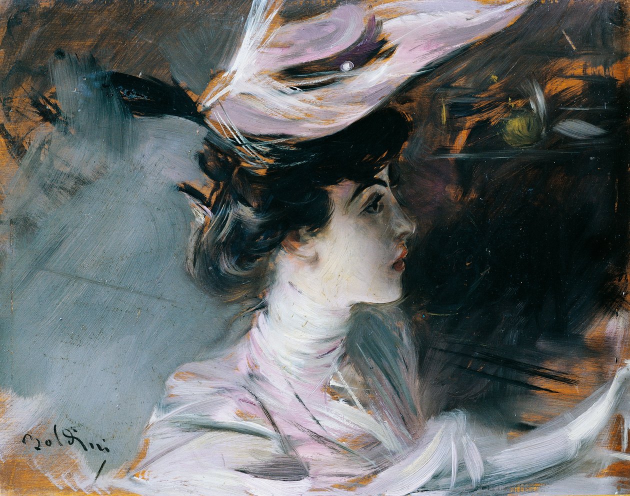 Lina Cavalierin muotokuva uudella hatulla, Giovanni Boldini (1842-1931) tekijältä Giovanni Boldini