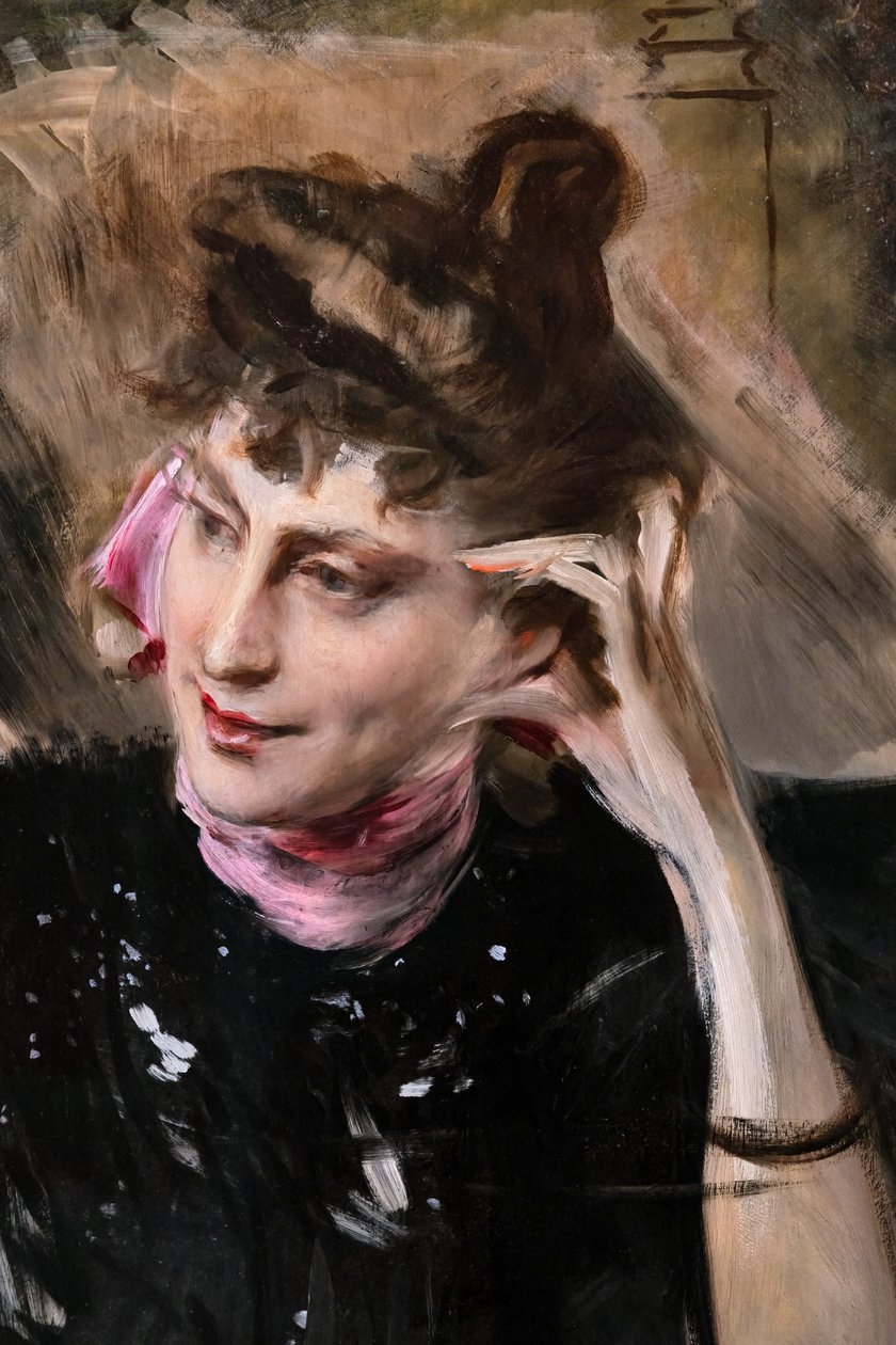 Madame Veil Picardin muotokuva, yksityiskohta tekijältä Giovanni Boldini