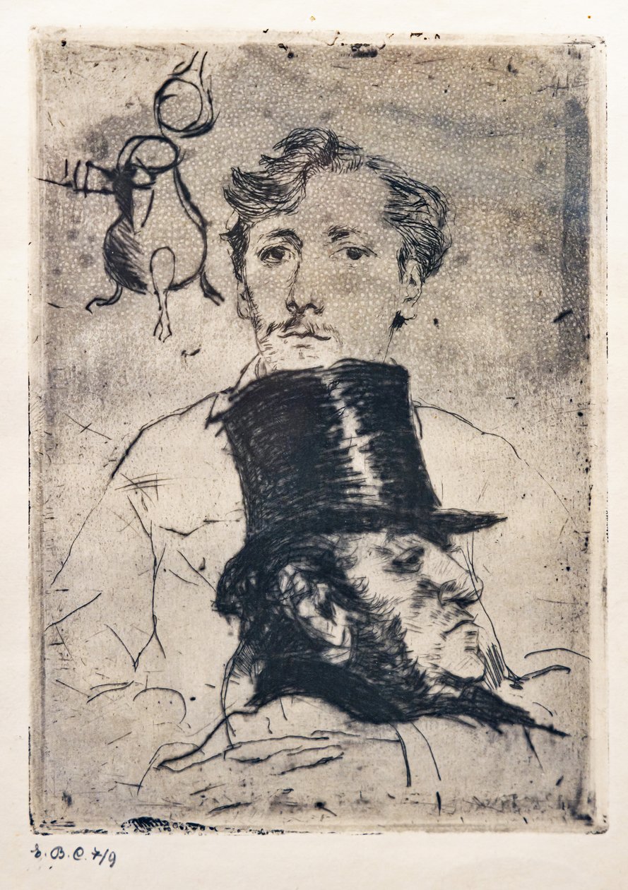 Rodenbachin muotokuva (etsaus ja kuivakärki) tekijältä Giovanni Boldini
