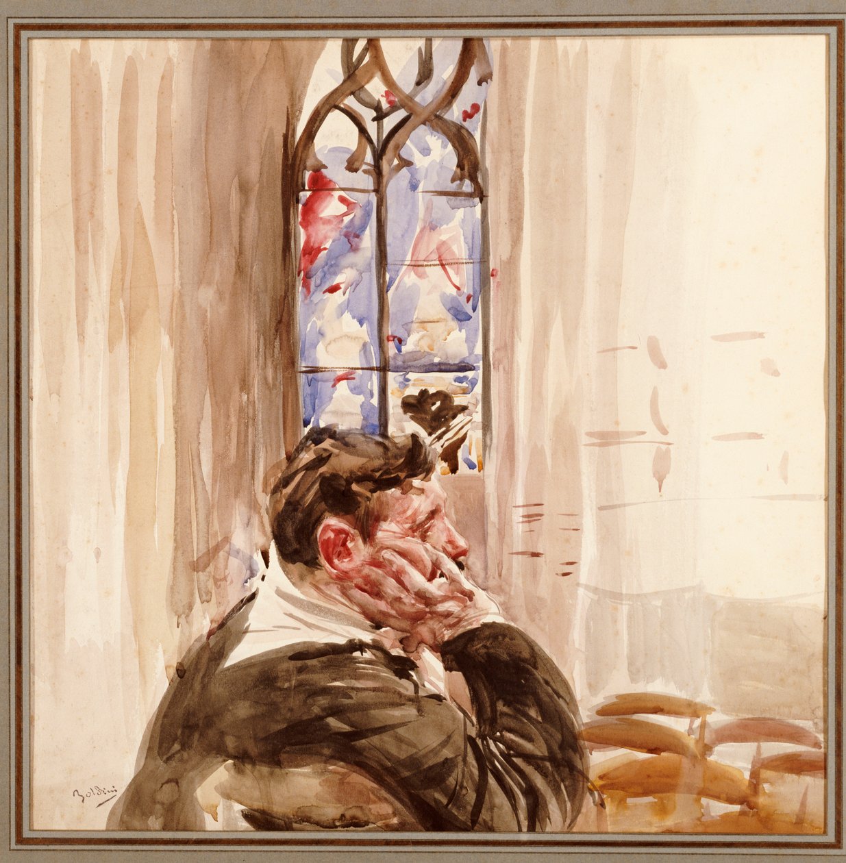 Muotokuva miehestä kirkossa, 1900 tekijältä Giovanni Boldini