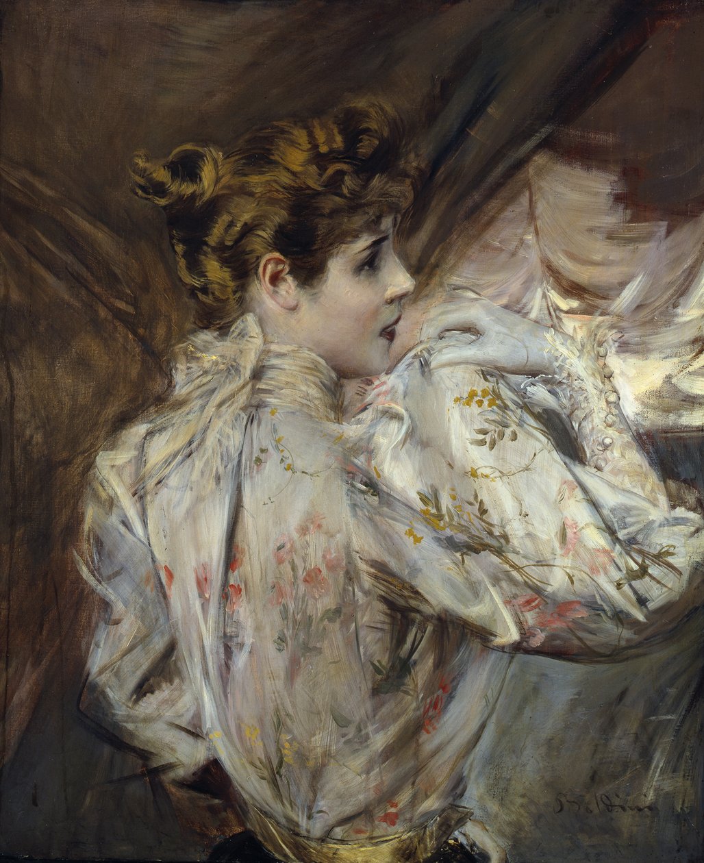 Nuoren naisen muotokuva profiilissa Eleonora Duse, c. 1895. tekijältä Giovanni Boldini